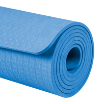 fitneso kilimelis - Gymnastic mat for yoga, pilates, fitness, 183x61cm, thickness 6mm, TPE material, blue, REBEL ACTIVE - 4 nuotrauka