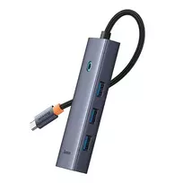usb c laidas 4k - 5-in-1 Hub Baseus UltraJoy serijos USB-C iki HDMI4K@30Hz+3xUSB 3.0+1xPD (pilka) - 6 nuotrauka