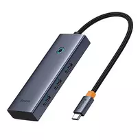 usb c laidas 4k - 5-in-1 Hub Baseus UltraJoy serijos USB-C iki HDMI4K@30Hz+3xUSB 3.0+1xPD (pilka) - 7 nuotrauka
