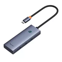 usb c laidas 4k - 5-in-1 Hub Baseus UltraJoy serijos USB-C iki HDMI4K@30Hz+3xUSB 3.0+1xPD (pilka) - 8 nuotrauka