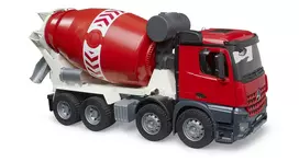 betonas cementas - BRUDER MB Arocs cemento maišyklė, raudona (Red) - 4 nuotrauka