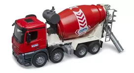 betonas cementas - BRUDER MB Arocs cemento maišyklė, raudona (Red) - 5 nuotrauka