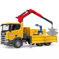 kranas scania 560r - BRUDER Scania Super 560R sunkvežimis su kranu ir padėklais, 03551 - 2 nuotrauka