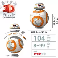 3d puzzle - Ravensburger 3D Puzzleball Star Wars BB-8, 99 det. - 2 nuotrauka