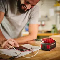 akumuliatoriaus jungtys - Einhell TE-CP 18 LI USB, 18 V, adapteris su 2 USB jungtimis - 3 nuotrauka