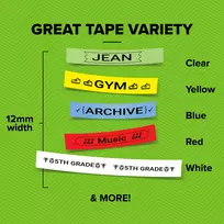 etikeciu printer - Dymo label printer tape LetraTag Plastic 12mmx4m, black/white | S0721660 - 8 nuotrauka