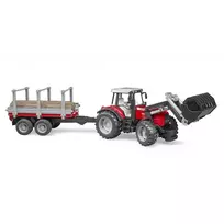traktoriai massey ferguson - BRUDER Massey Ferguson 7480 krautuvas su priekaba rąstams, 2046 - 5 nuotrauka