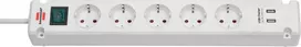 2x 3.5 - Ilgiklis Brennenstuhl Bremounta, 5 lizdai + 2 USB, 3 m, balta (White) - 3 nuotrauka