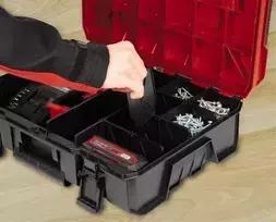 einhell 4.0 - Einhell Einhell sistemos dėklas E-Case SF įsk. skirstytuvai, įrankių dėžė (juodas/raudona, su pertvaromis) - 8 nuotrauka