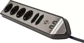 juodas ilgintuvas - BRENNENSTUHL 6 lizdų, 4x Earthed Cockets, 2x Euro su USB krovimu / 1153590610 - 3 nuotrauka