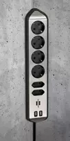 juodas ilgintuvas - BRENNENSTUHL 6 lizdų, 4x Earthed Cockets, 2x Euro su USB krovimu / 1153590610 - 8 nuotrauka