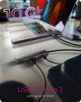usb 4 port hub - Raidsonic 4-Port USB 3.2 Gen 2 Hub su Power Delivery IB-HUB1437-CPD Juodas (Black) - 4 nuotrauka