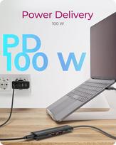 usb 4 port hub - Raidsonic 4-Port USB 3.2 Gen 2 Hub su Power Delivery IB-HUB1437-CPD Juodas (Black) - 5 nuotrauka