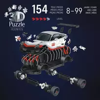 porsche 911 gt3 - Ravensburger 3D dėlionė Iconics Porsche 911 GT3 Cup, 108 det. - 2 nuotrauka