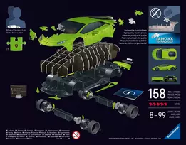 lamborghini huracan - Ravensburger 3D dėlionė Iconics Lamborghini Huracán EVO Verde - 9 nuotrauka