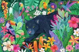 puzzle 3000 - Ravensburger Panther in the Blooming Jungle, 3000 det. - 2 nuotrauka
