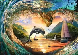 ravensburger puzzle 1000 - Ravensburger Jump Into The Sunset, 1000 det. - 2 nuotrauka