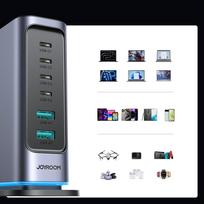 usb c 65w ikroviklis - Joyroom JR-TCM02 daugiaportis GaN įkroviklis 65W EU 4x USB-C, 2x USB-A - Juodas (Black) - 6 nuotrauka