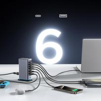 usb c 65w ikroviklis - Joyroom JR-TCM02 daugiaportis GaN įkroviklis 65W EU 4x USB-C, 2x USB-A - Juodas (Black) - 7 nuotrauka