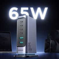 usb c 65w ikroviklis - Joyroom JR-TCM02 daugiaportis GaN įkroviklis 65W EU 4x USB-C, 2x USB-A - Juodas (Black) - 9 nuotrauka