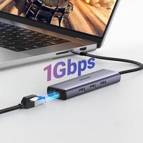 laidas usb c 2m - Adapteris USB Ugreen Adapteris 1w6 UGREEN CM512 USB-C iki 3x USB A 3.0, HDMI, RJ45, PD keitiklis - 5 nuotrauka