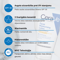 drekinantis kremas veidui - CeraVe Moisturizing Face Kreminis SPF30 52 ml - 2 nuotrauka