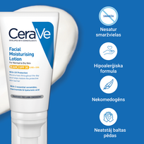 drekinantis kremas veidui - CeraVe Moisturizing Face Kreminis SPF30 52 ml - 3 nuotrauka