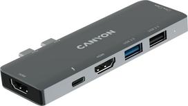 thunderbolt 3 - Canyon DS-05B 7-in-1 Thunderbolt 3 Multiport Hub Space Gray (Kosminė pilka) - 4 nuotrauka