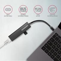 usb c 3.2 hub - Axagon HMC-GL3A SuperSpeed USB-C hub + gigabit LAN Juodas (Black) - 2 nuotrauka