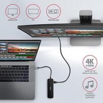 usb c hub hdmi - Axagon HMC-6GL SuperSpeed USB-C 6in1 Hub, Juodas (Black) - 6 nuotrauka
