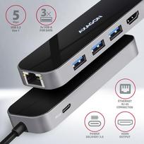 usb c hub hdmi - Axagon HMC-6GL SuperSpeed USB-C 6in1 Hub, Juodas (Black) - 8 nuotrauka