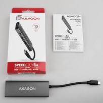 2x 3.5 - Axagon HMC-5G21 USB-C 10Gbps 5in1 hub, HDMI + 2x USB-A + 2x USB-C, 13cm, Pilka (Gray) - 3 nuotrauka
