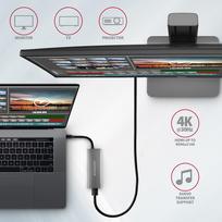 2x 3.5 - Axagon HMC-5G21 USB-C 10Gbps 5in1 hub, HDMI + 2x USB-A + 2x USB-C, 13cm, Pilka (Gray) - 5 nuotrauka