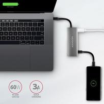 2x 3.5 - Axagon HMC-5G21 USB-C 10Gbps 5in1 hub, HDMI + 2x USB-A + 2x USB-C, 13cm, Pilka (Gray) - 6 nuotrauka