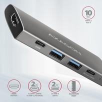 2x 3.5 - Axagon HMC-5G21 USB-C 10Gbps 5in1 hub, HDMI + 2x USB-A + 2x USB-C, 13cm, Pilka (Gray) - 9 nuotrauka