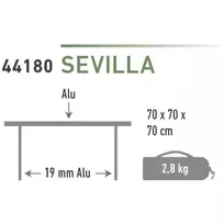 sidabriniai staliukai - Turistinis stalas High Peak Sevilla, pilkas, 70 cm x 70 cm x 70 cm - 2 nuotrauka
