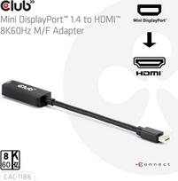 displayport 1.4 kabelis - Club 3D CAC-1188 Mini DisplayPort 1.4 į HDMI 8K60Hz M/F Adapteris (Juodas) - 6 nuotrauka