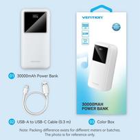 power bank 30000 - Vention FHMW0 30000mAh 22.5W Power Bank, baltas - 2 nuotrauka