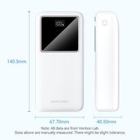 power bank 30000 - Vention FHMW0 30000mAh 22.5W Power Bank, baltas - 3 nuotrauka