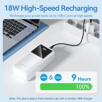 power bank 30000 - Vention FHMW0 30000mAh 22.5W Power Bank, baltas - 8 nuotrauka