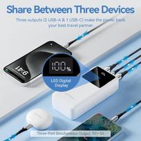 power bank 30000 - Vention FHMW0 30000mAh 22.5W Power Bank, baltas - 11 nuotrauka