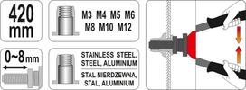 yato kniedikliai - Yato YT-36125 kniediklis srieginėms kniedėms M3-M12 - 2 nuotrauka