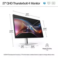 thunderbolt 3 - HP Series 7 Pro 27" QHD, Thunderbolt 4, Sidabrinis (Silver) - 4 nuotrauka