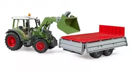 traktoriai zaisliniai - BRUDER 1:16 Fendt Vario 211 traktorius su priekiniu krautuvu ir priekaba, 02182 - 2 nuotrauka