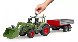 traktoriai zaisliniai - BRUDER 1:16 Fendt Vario 211 traktorius su priekiniu krautuvu ir priekaba, 02182 - 3 nuotrauka
