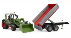 traktoriai zaisliniai - BRUDER 1:16 Fendt Vario 211 traktorius su priekiniu krautuvu ir priekaba, 02182 - 4 nuotrauka