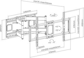 sieninis tv stovas - Sbox PLB-7486 (43-100/120kg/800x400) - 3 nuotrauka