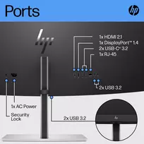 usb c displayport - HP E45c G5 44.5", VA, DQHD, 165Hz - 3 nuotrauka