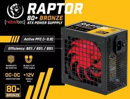 psu 600w - Rebeltec RAPTOR 600W 80 PLUS Bronze Juodas (Black) - 5 nuotrauka