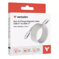 usb c cable 60w - Verbatim USB laidas USB C (M) – USB C (M), 60W, 1,2m, magnetinis, pilkas, dėžutė, 31850 - 2 nuotrauka